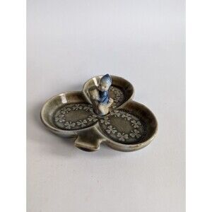Wade Coarmagh Clover Irish Trinket Dish with Leprechaun Green Vintage